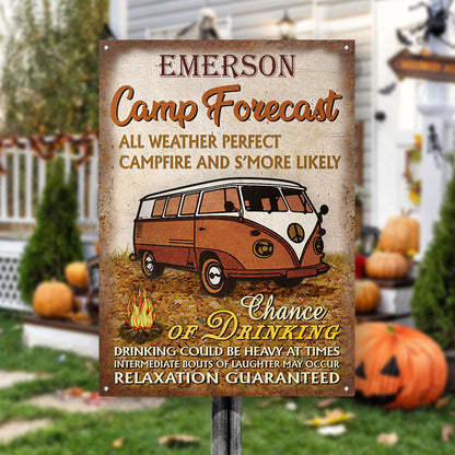 Personalized Camping Autumn Custom Classic Metal Signs - Camp Forecast Yard Decor