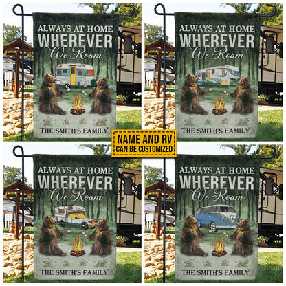 Personalized Camping Bear Always At Home Custom RV Customized Flag