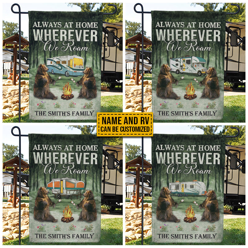 Personalized Camping Bear Always At Home Custom RV Customized Flag