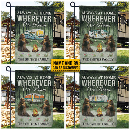 Personalized Camping Bear Always At Home Custom RV Customized Flag