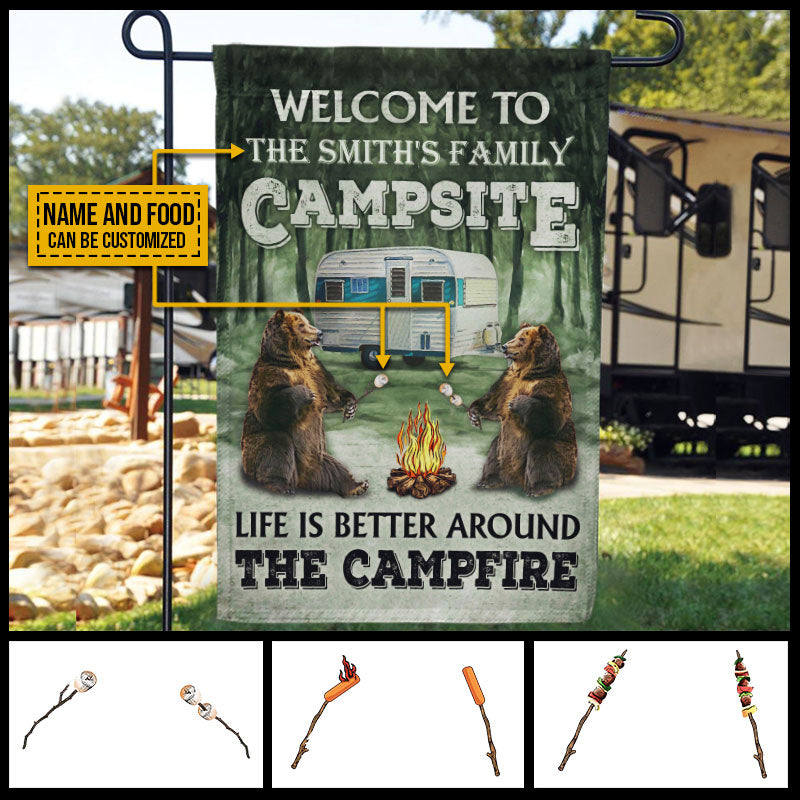 Personalized Camping Bear Life Is Better Around The Campfire Custom Food Customized Flag