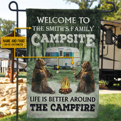 Personalized Camping Bear Life Is Better Around The Campfire Custom Food Customized Flag