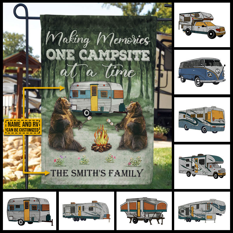 Personalized Camping Bear Making Memories Custom RV Customized Flag