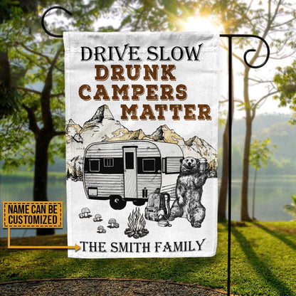 Personalized Camping Bear Map Drive Slow Customized Flag