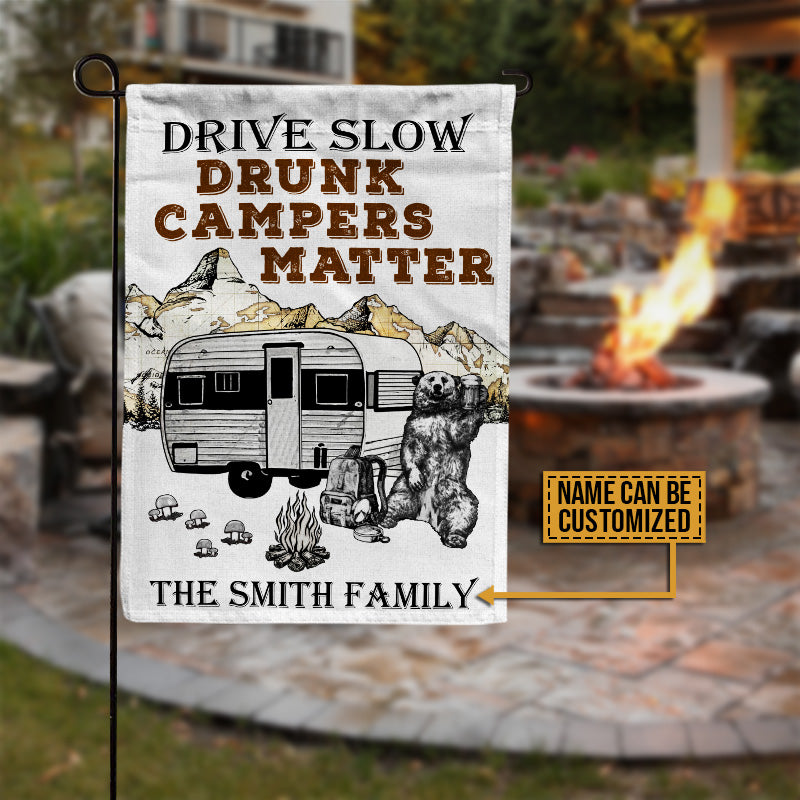 Personalized Camping Bear Map Drive Slow Customized Flag