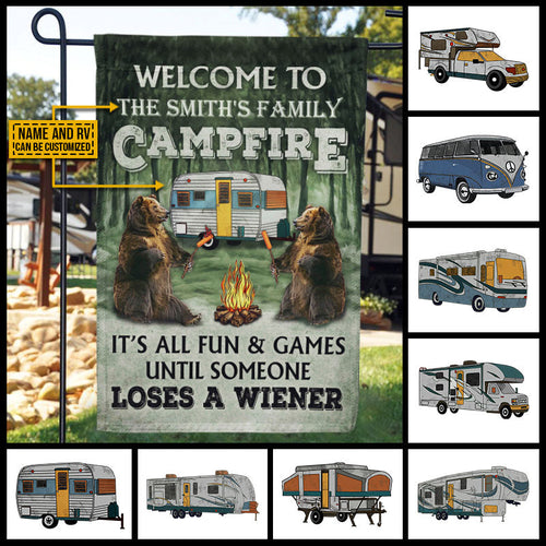 Personalized Camping Bear Someone Loses A Wiener Custom RV Customized Flag