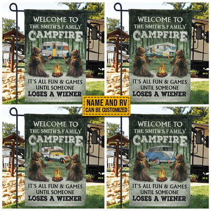Personalized Camping Bear Someone Loses A Wiener Custom RV Customized Flag