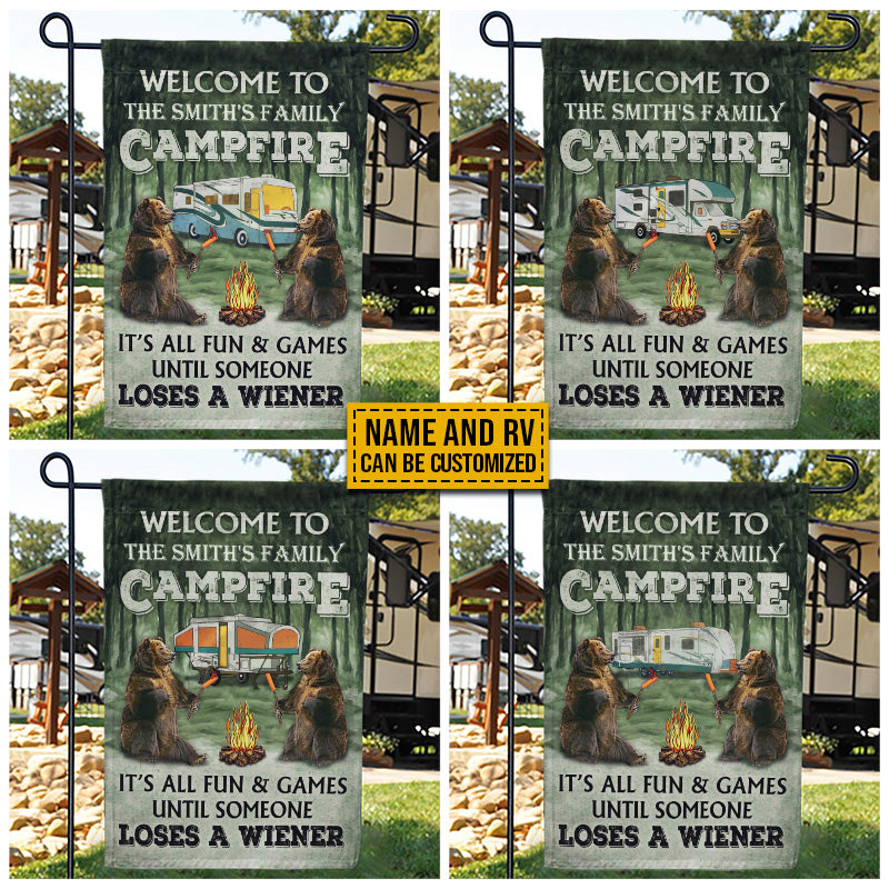 Personalized Camping Bear Someone Loses A Wiener Custom RV Customized Flag