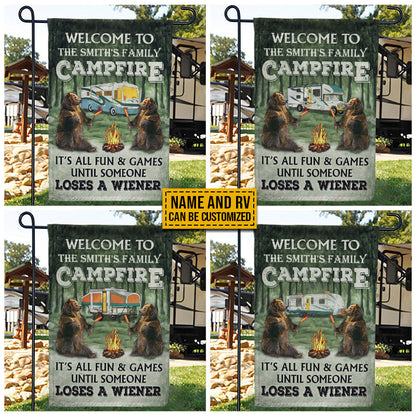 Personalized Camping Bear Someone Loses A Wiener Custom RV Customized Flag
