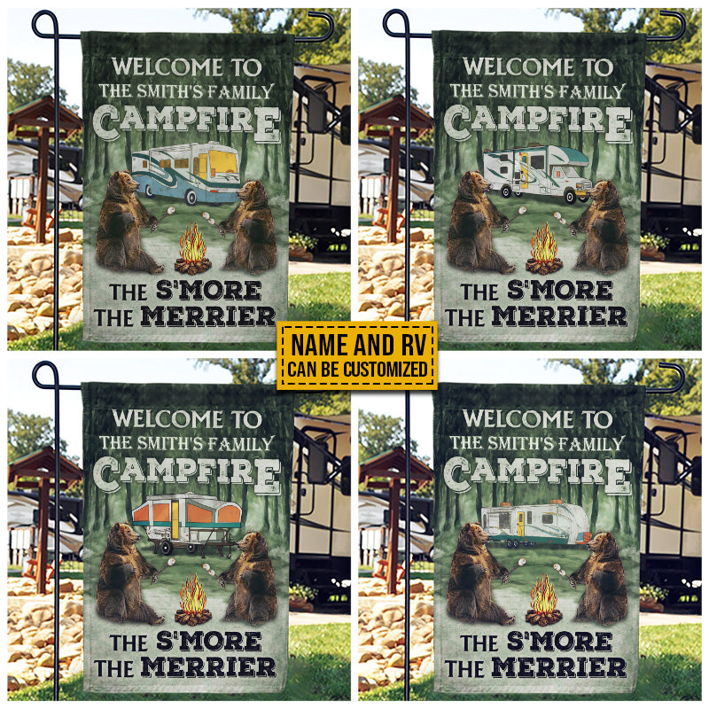 Personalized Camping Bear The S'more The Merrier Custom RV Customized Flag