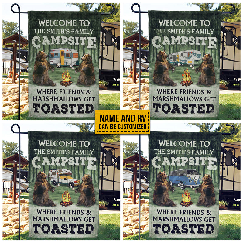 Personalized Camping Bear Welcome To Campfire Custom RV Customized Flag