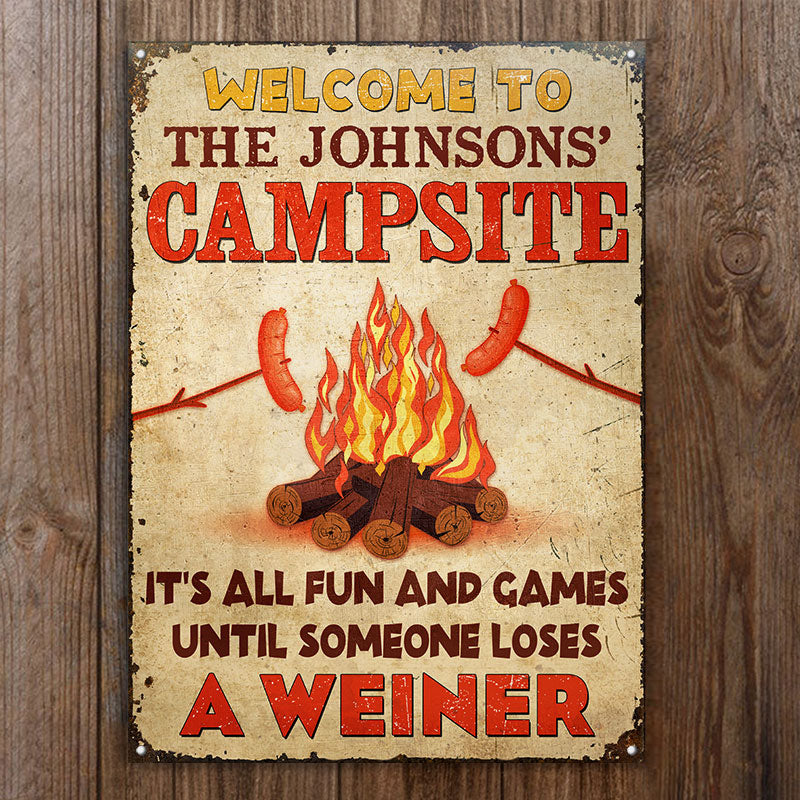 Personalized Camping Campsite Someone Loses A Weiner Custom Classic Metal Signs