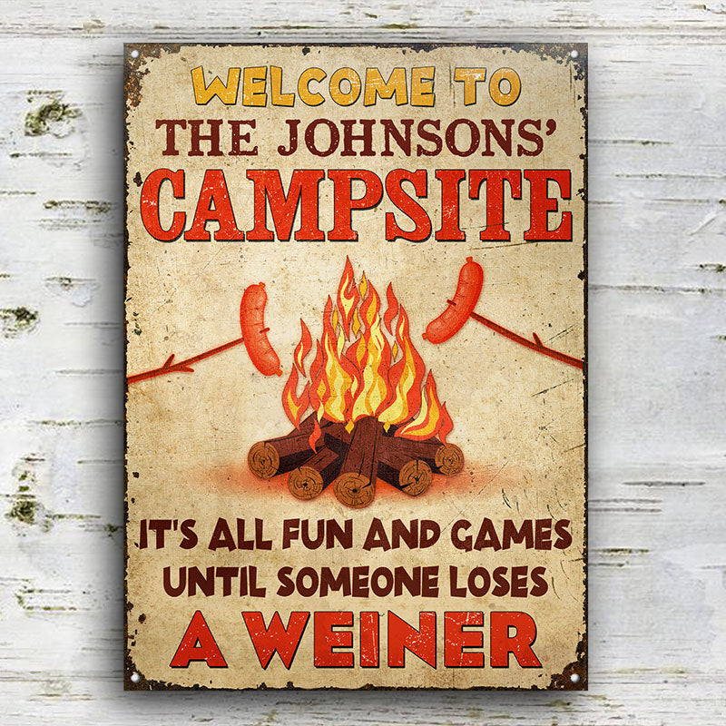 Personalized Camping Campsite Someone Loses A Weiner Custom Classic Metal Signs