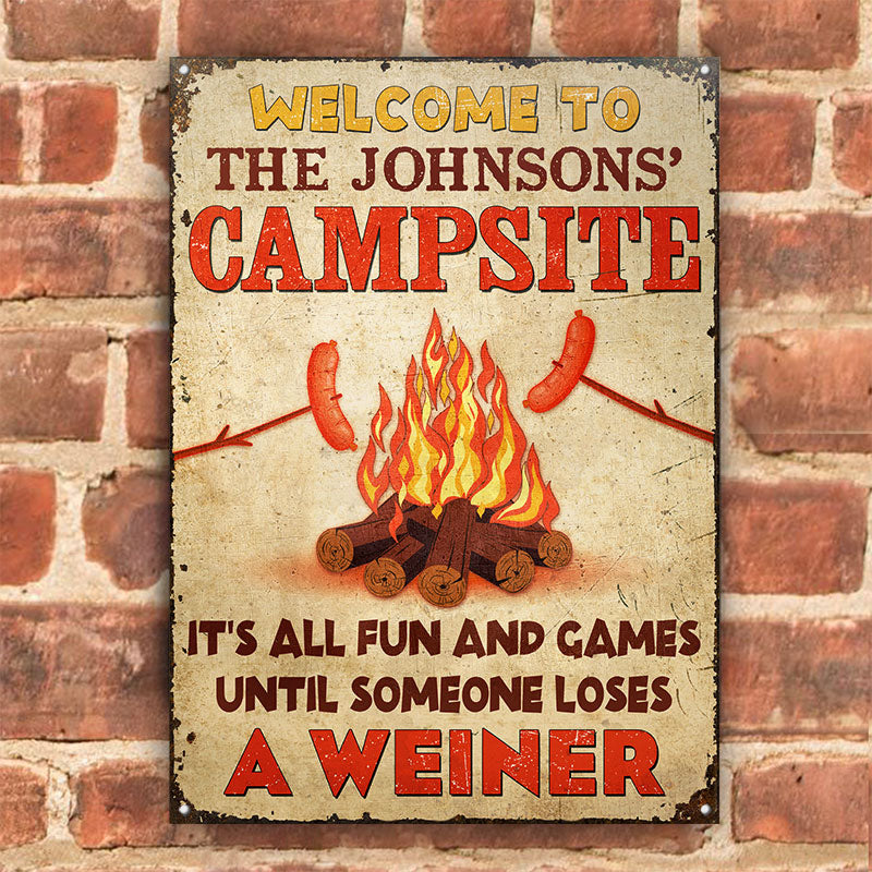 Personalized Camping Campsite Someone Loses A Weiner Custom Classic Metal Signs