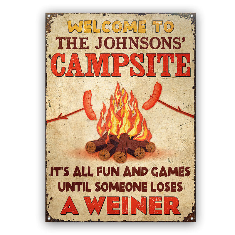 Personalized Camping Campsite Someone Loses A Weiner Custom Classic Metal Signs