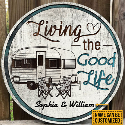 Personalized Camping Chair Good Life Customized Wood Circle Sign
