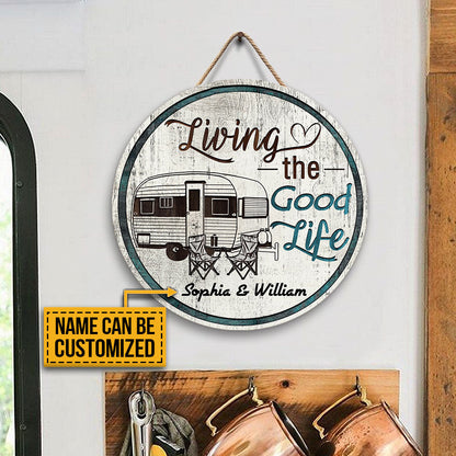 Personalized Camping Chair Good Life Customized Wood Circle Sign