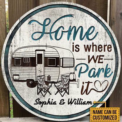 Personalized Camping Chair Where We Park Customized Wood Circle Sign