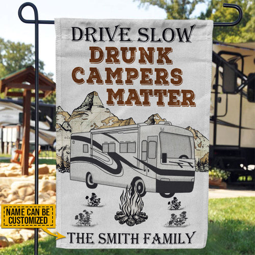 Personalized Camping Class A Drunk Camper Customized Flag