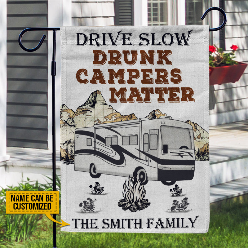 Personalized Camping Class A Drunk Camper Customized Flag