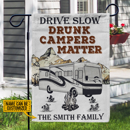 Personalized Camping Class A Drunk Camper Customized Flag