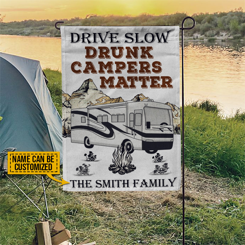 Personalized Camping Class A Drunk Camper Customized Flag