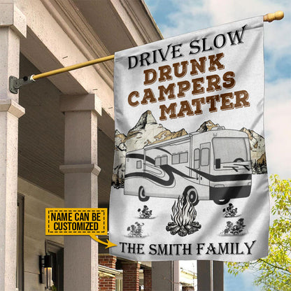 Personalized Camping Class A Drunk Camper Customized Flag