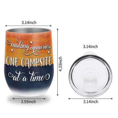 Personalized Camping Couple Retro Making Memories Custom Wine Tumbler