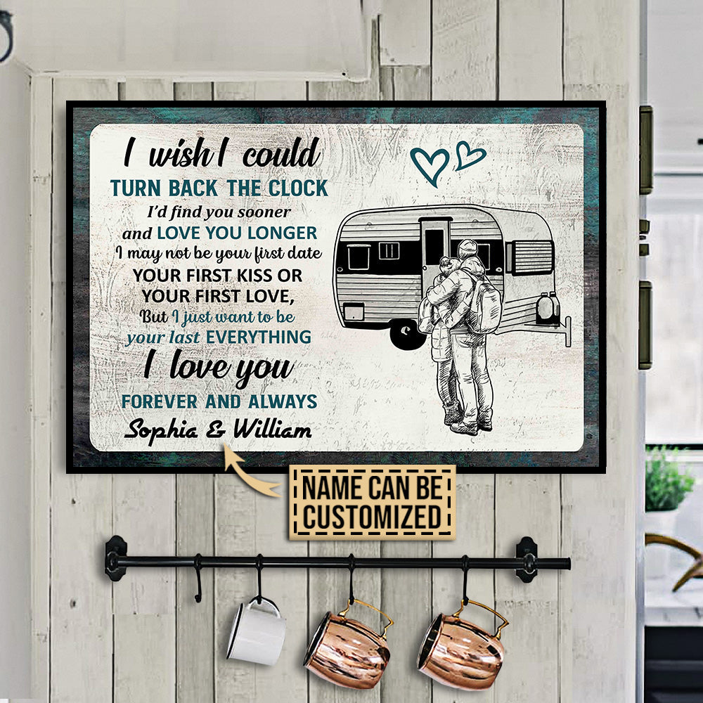 Personalized Camping Couple Turn Back The Clock Customized Poster