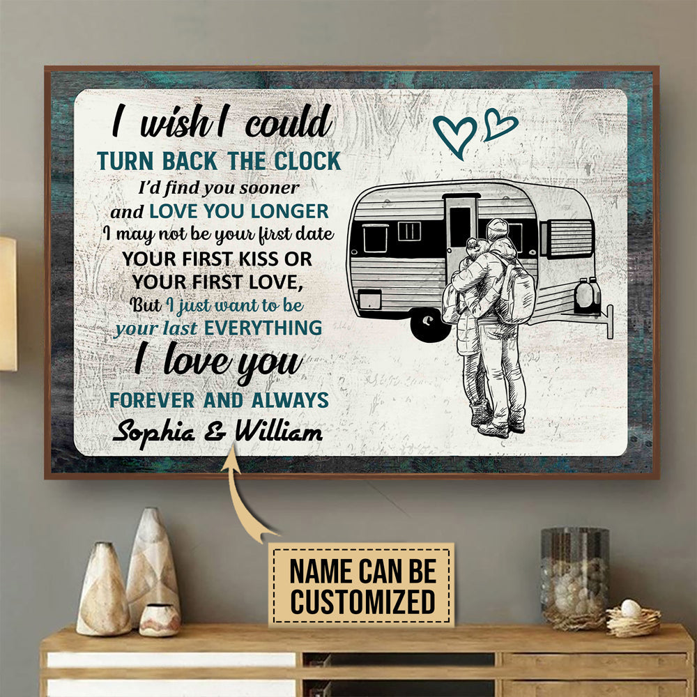 Personalized Camping Couple Turn Back The Clock Customized Poster