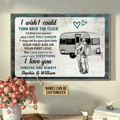 Personalized Camping Couple Turn Back The Clock Customized Poster