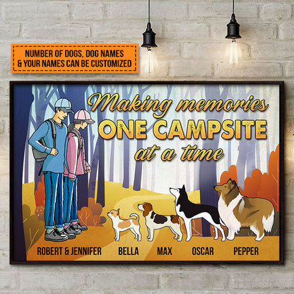 Personalized Camping Couple With Dogs Making Memories Custom Poster