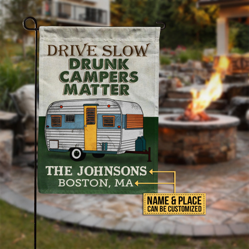 Personalized Camping Drive Slow Customized Flag