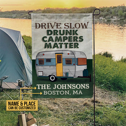 Personalized Camping Drive Slow Customized Flag