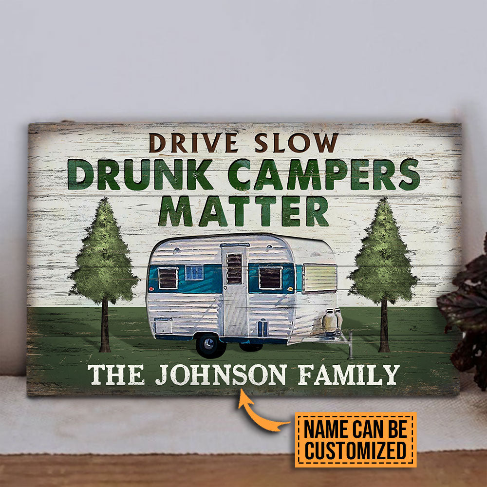 Personalized Camping Drive Slow Customized Wood Rectangle Sign