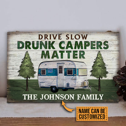 Personalized Camping Drive Slow Customized Wood Rectangle Sign