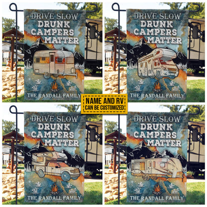 Personalized Camping Drunk Camper Blue Earth Custom RV Customized Flag