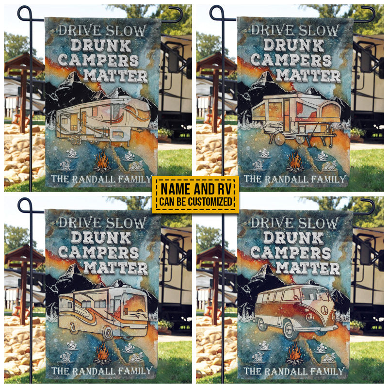 Personalized Camping Drunk Camper Blue Earth Custom RV Customized Flag