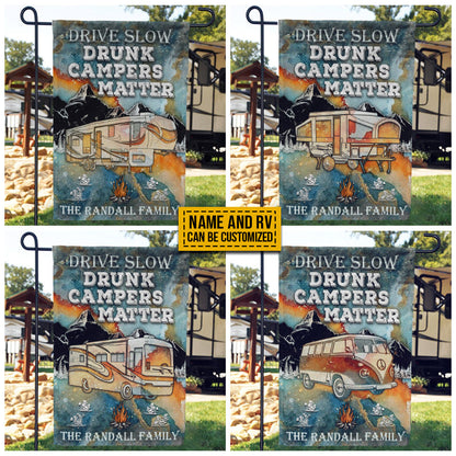 Personalized Camping Drunk Camper Blue Earth Custom RV Customized Flag