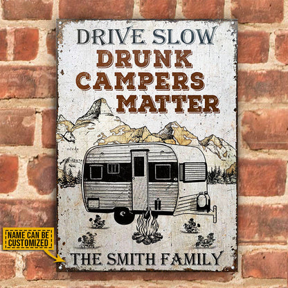 Personalized Camping Drunk Camper Customized Classic Metal Signs