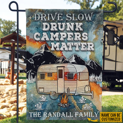 Personalized Camping Drunk Camper Matter Blue Earth Customized Flag
