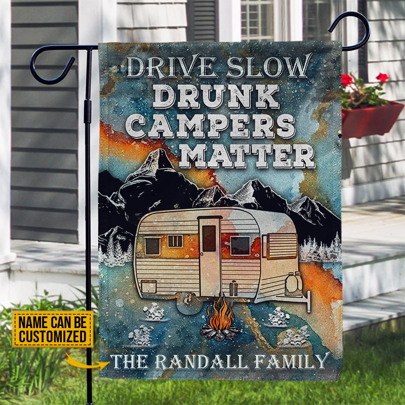 Personalized Camping Drunk Camper Matter Blue Earth Customized Flag