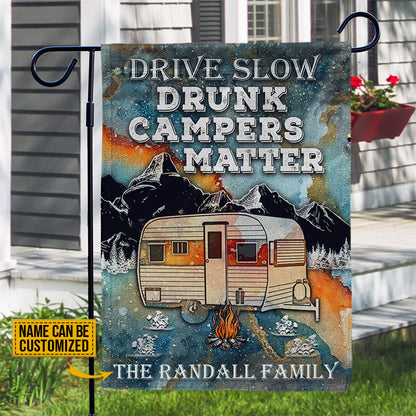 Personalized Camping Drunk Camper Matter Blue Earth Customized Flag