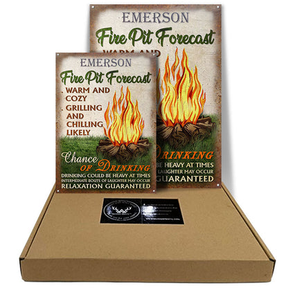 Personalized Camping Fire Pit Forecast Customized Classic Metal Signs