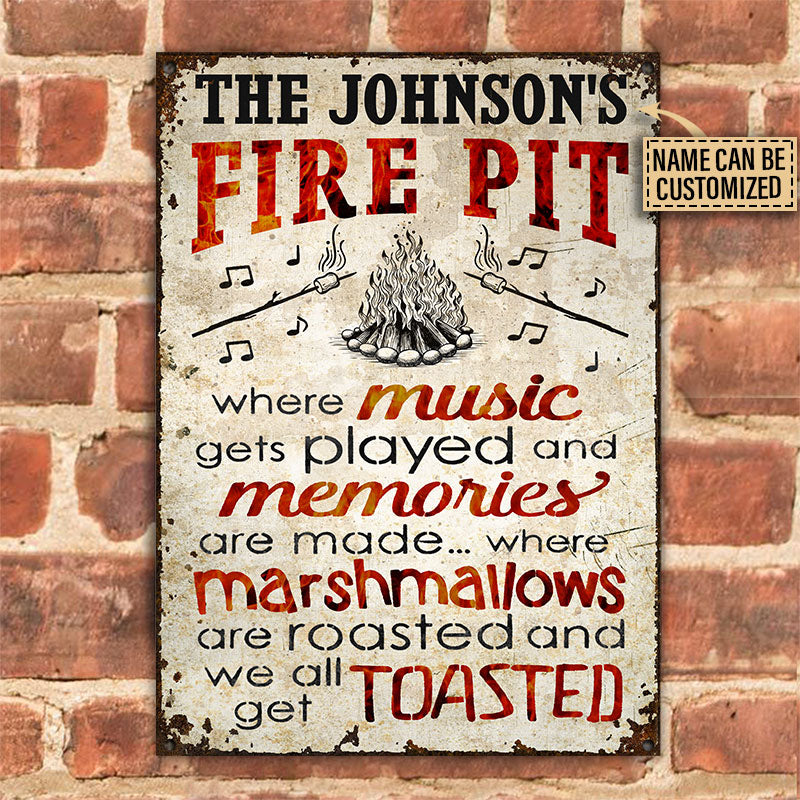 Personalized Camping Fire Pit Get Toasted Customized Classic Metal Signs