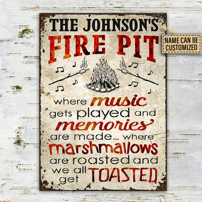 Personalized Camping Fire Pit Get Toasted Customized Classic Metal Signs
