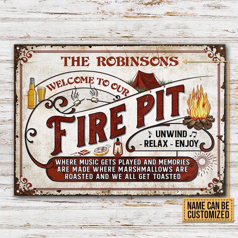 Personalized Camping Fire Pit We Get Toasted Custom Classic Metal Signs