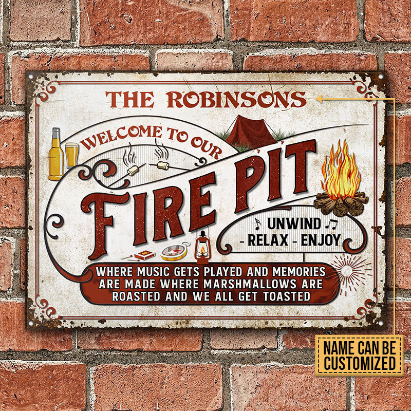 Personalized Camping Fire Pit We Get Toasted Custom Classic Metal Signs