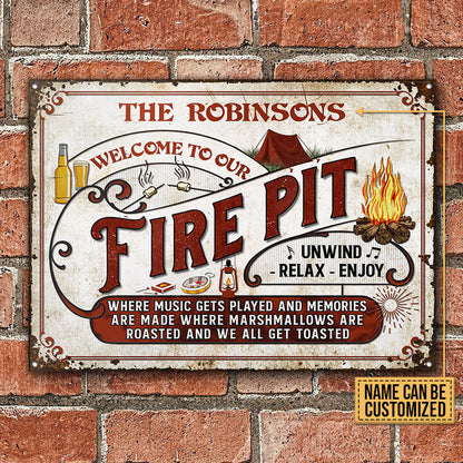 Personalized Camping Fire Pit We Get Toasted Custom Classic Metal Signs