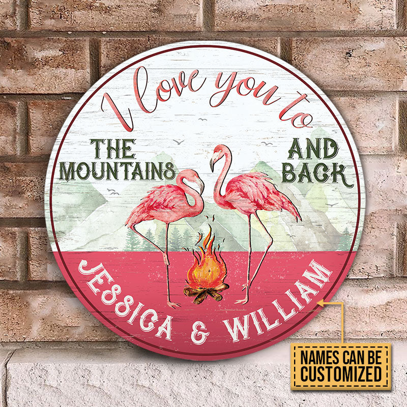 Personalized Camping Flamingo I Love You Customized Wood Circle Sign